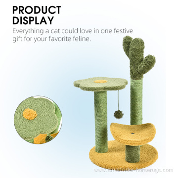 New Design Green Cacus Cat Scratcher Tree Sisal Cat Climbing Scratching Furniture